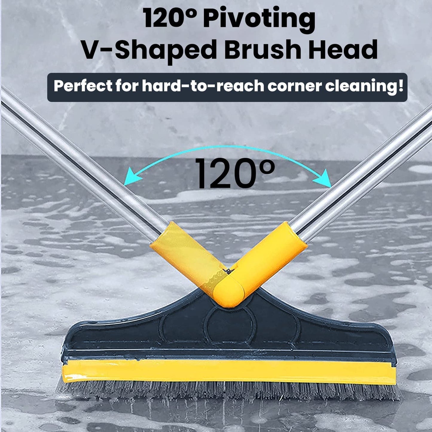 2-in-1 floor cleaning brush. Featuring a 120° rotatable head